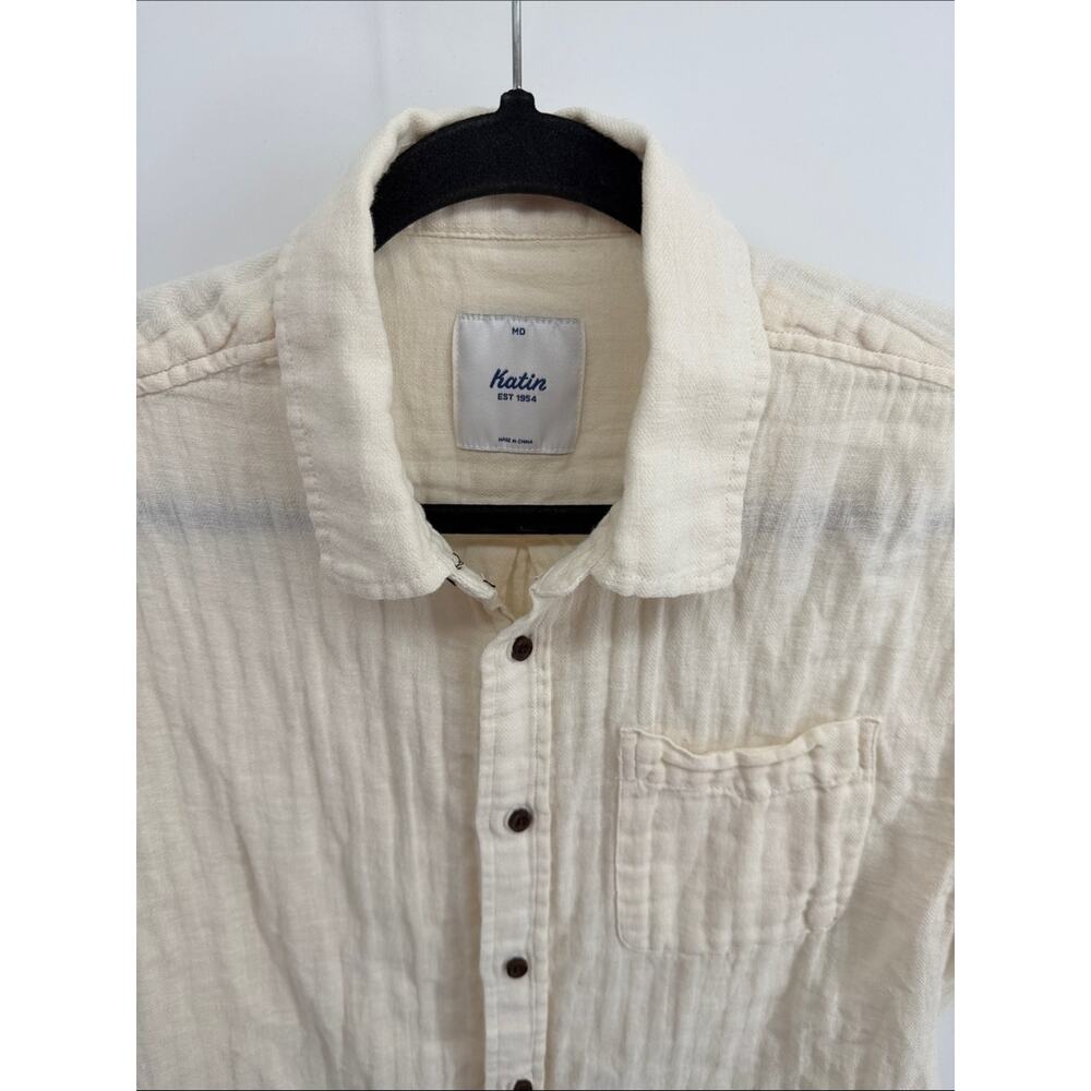 Katin gauzy cotton short sleeve button up shirt sz M - Picture 2 of 8
